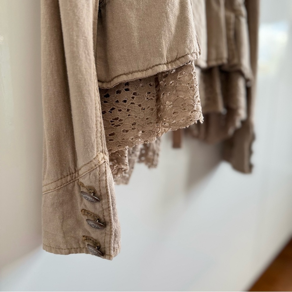 Free People Emilia Jacket Lace Trim Tie-Waist - Picture 5 of 11